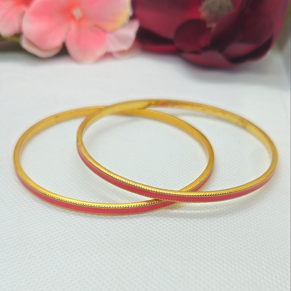 Julie Vos Jewelry - 2 Pink Julie Vos Marseille Bangle Bracelets 18K Gold Plated
